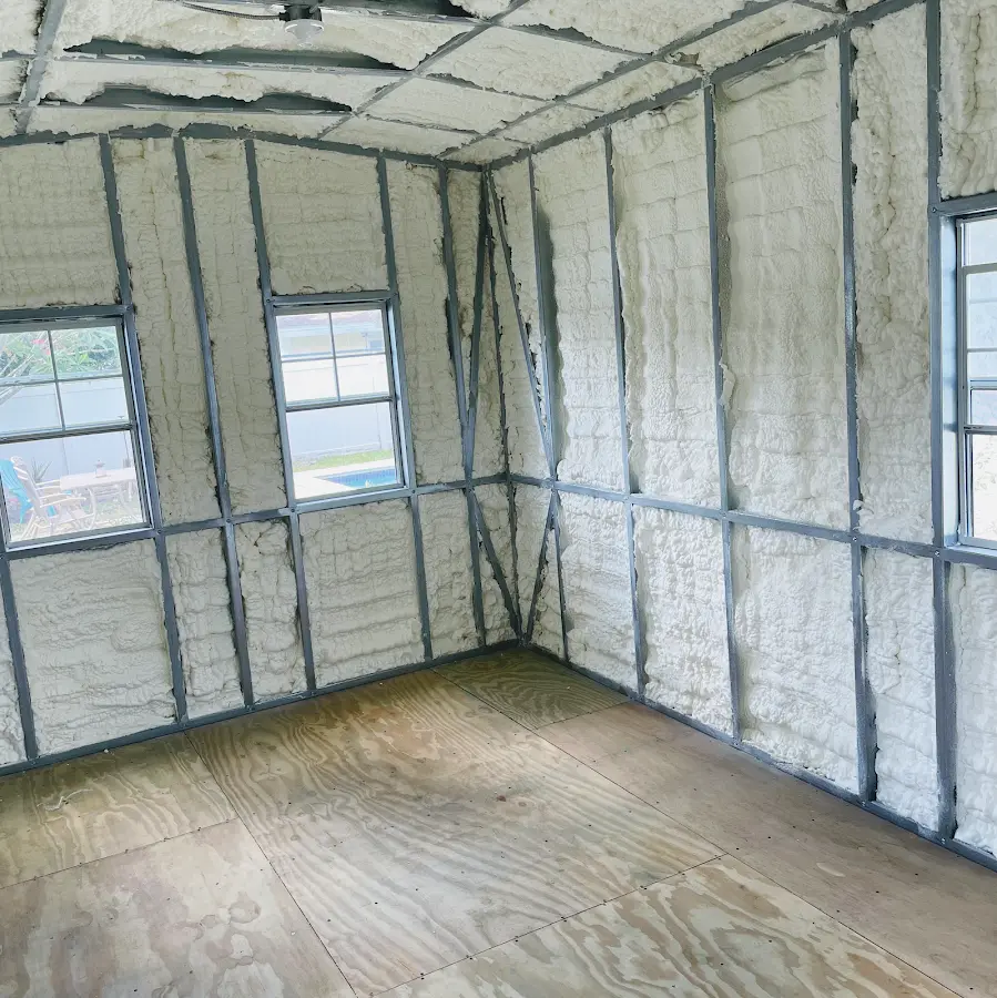 Closed-cell spray foam insulation applied to wall cavities in a residential project in Philadelphia